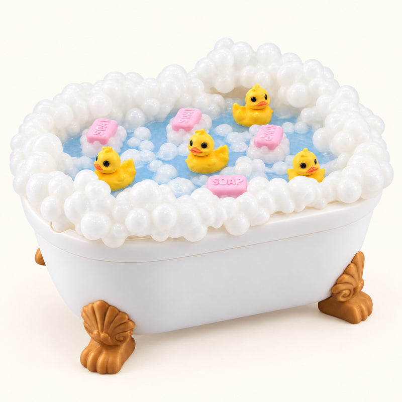 Bubble Bath Tic-Tac-Toe Set showing the pictured product designs on a warm ivory-white background.