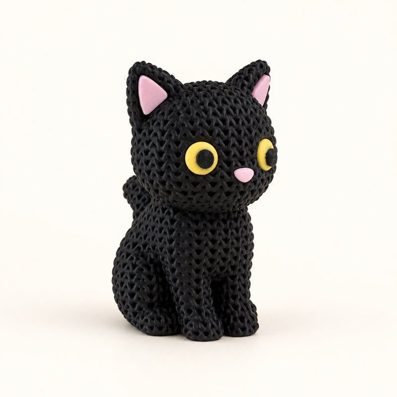 Knit-Texture Cat on a warm ivory background.