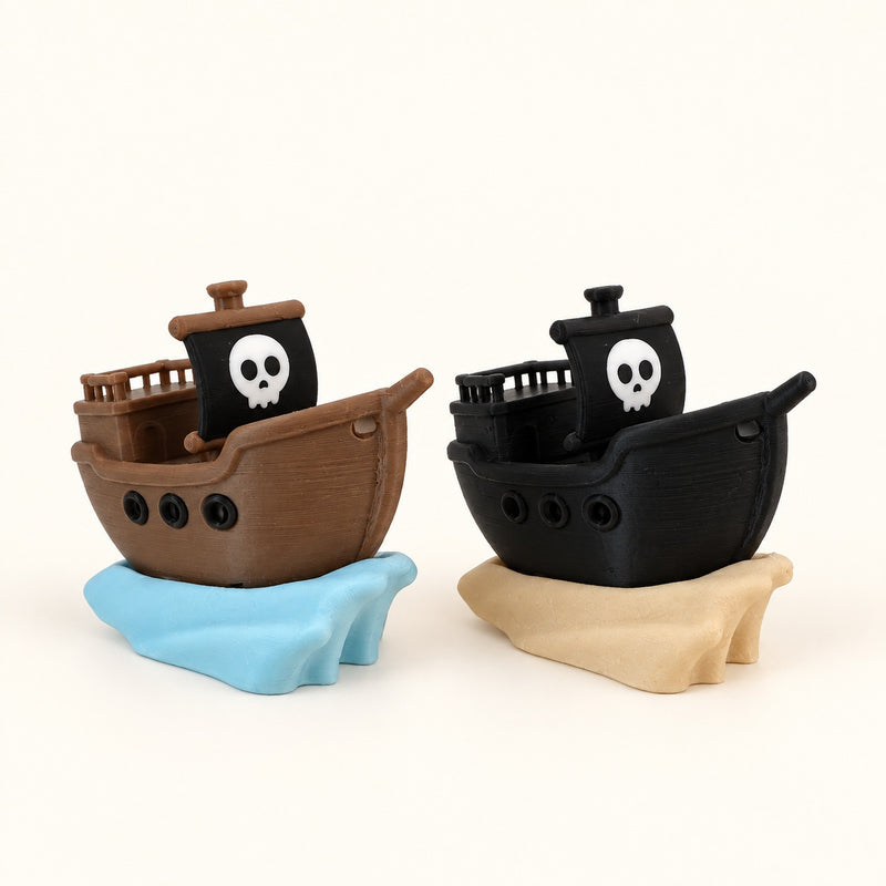 Little Pirate Boat Clickers on a warm ivory background.